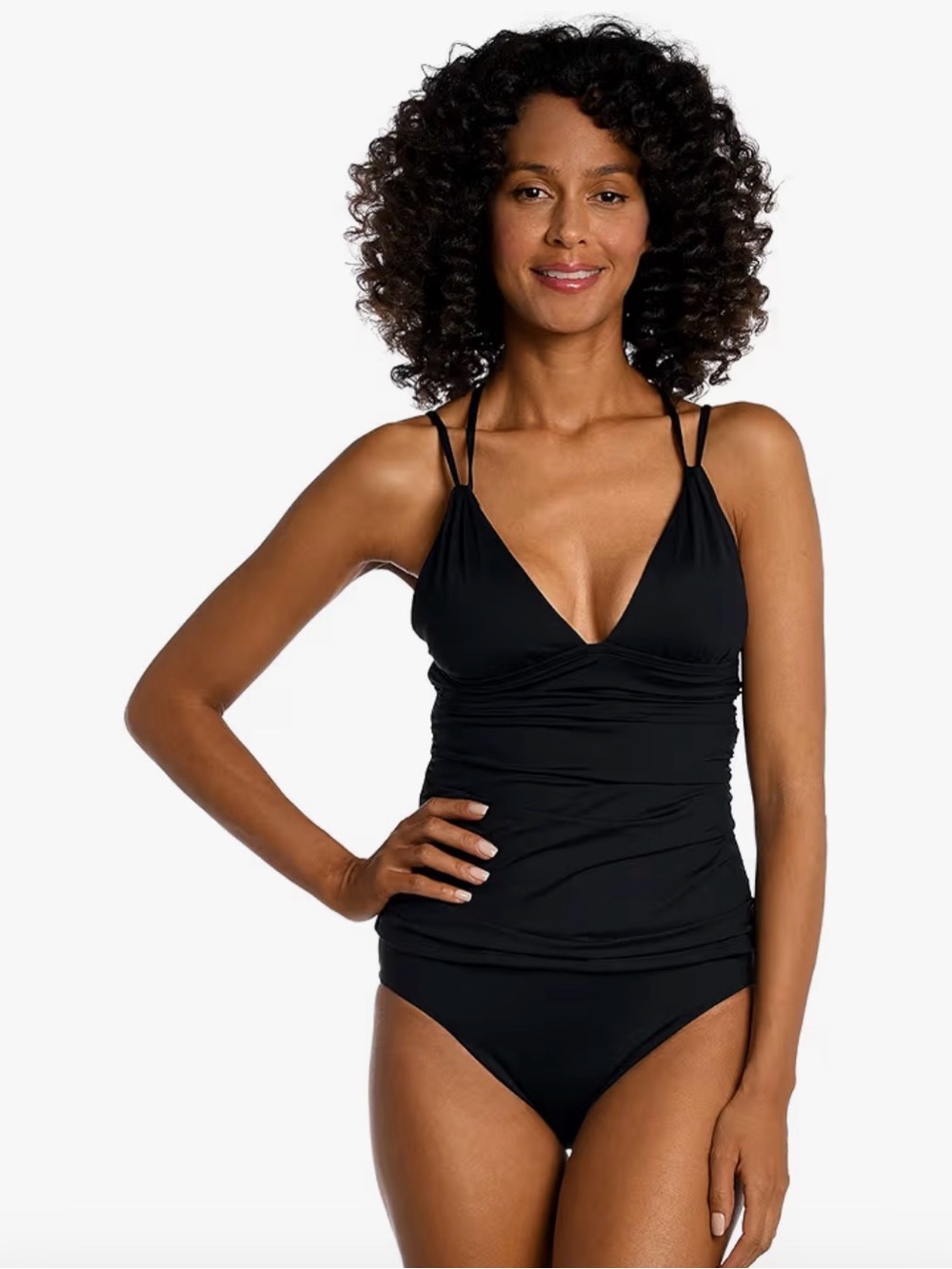 La Blanca Women's Island Goddess Over The Shoulder Tankini Swimsuit Top